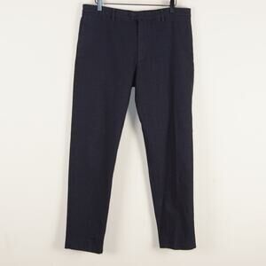 Club Monaco Sutton Textured Cotton Wool Blend Slim Leg Blue Pants Mens 33 x 29